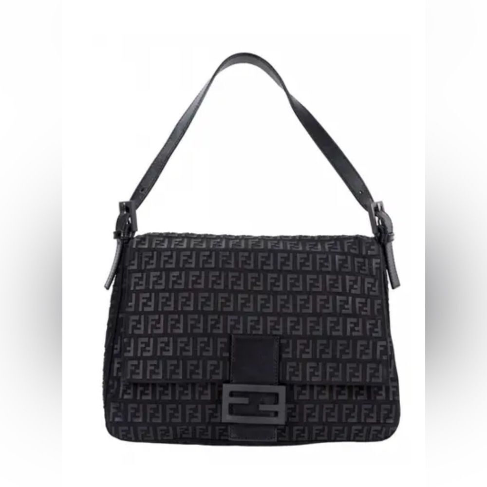 Fendi Vintage Rare Black Zucca-Print Canvas bag
